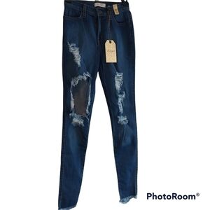 VIBRANT m.i.u., Destroyed Denim Jeans with Raw Hem 3(W25)
